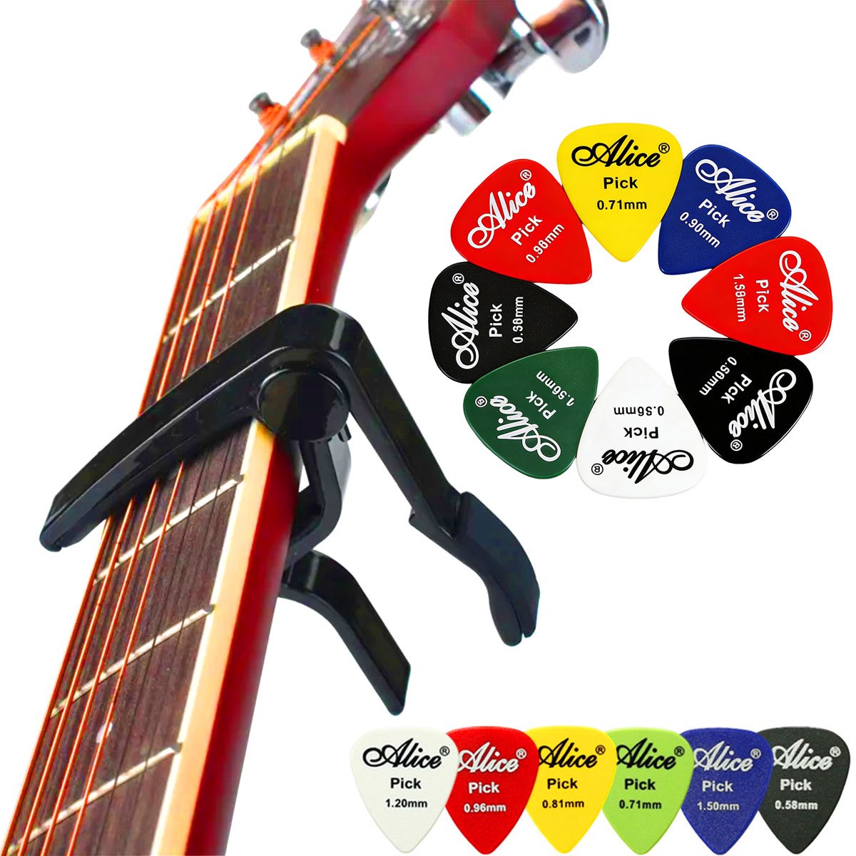 Acoustic Guitar Dreadnought - Capo Gitar Quick Change Black Alloy