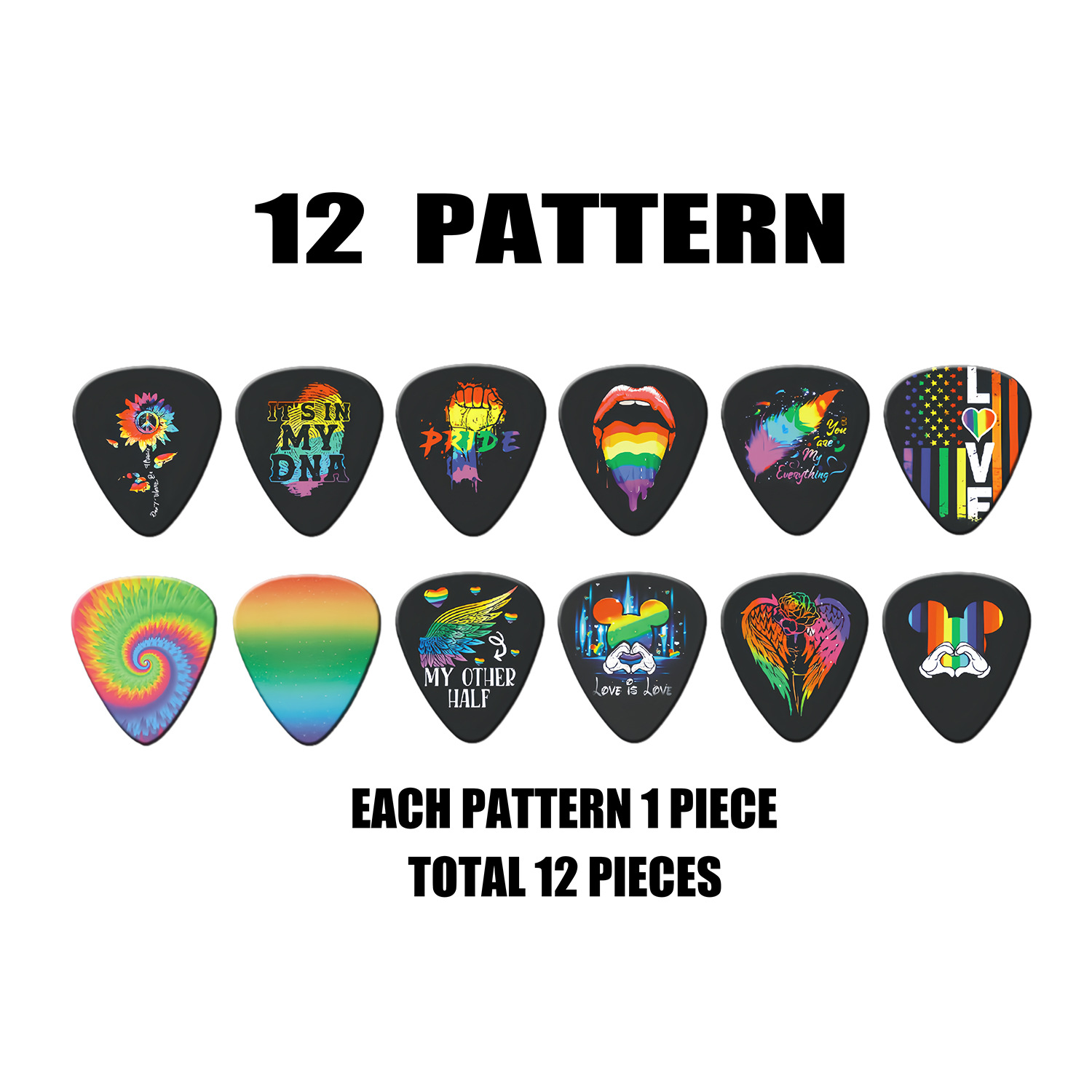 12 Buah Pick Gitar 0.46mm 0.71 - Acoustic Guitar Dreadnought ulasan dan harga
